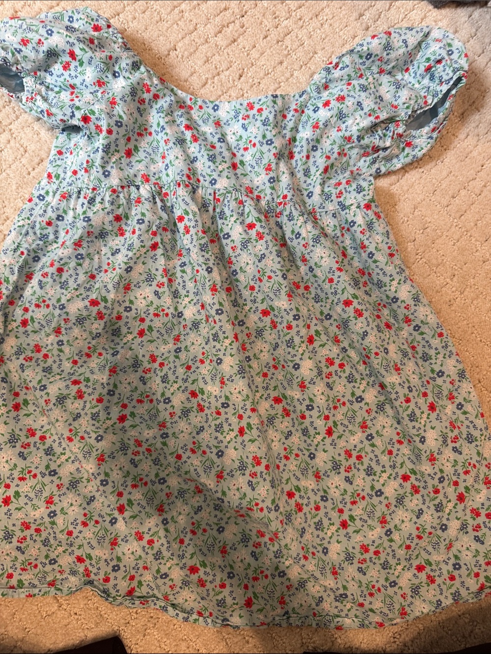 Janie and Jack Light Blue Floral Puff-Sleeve Dress